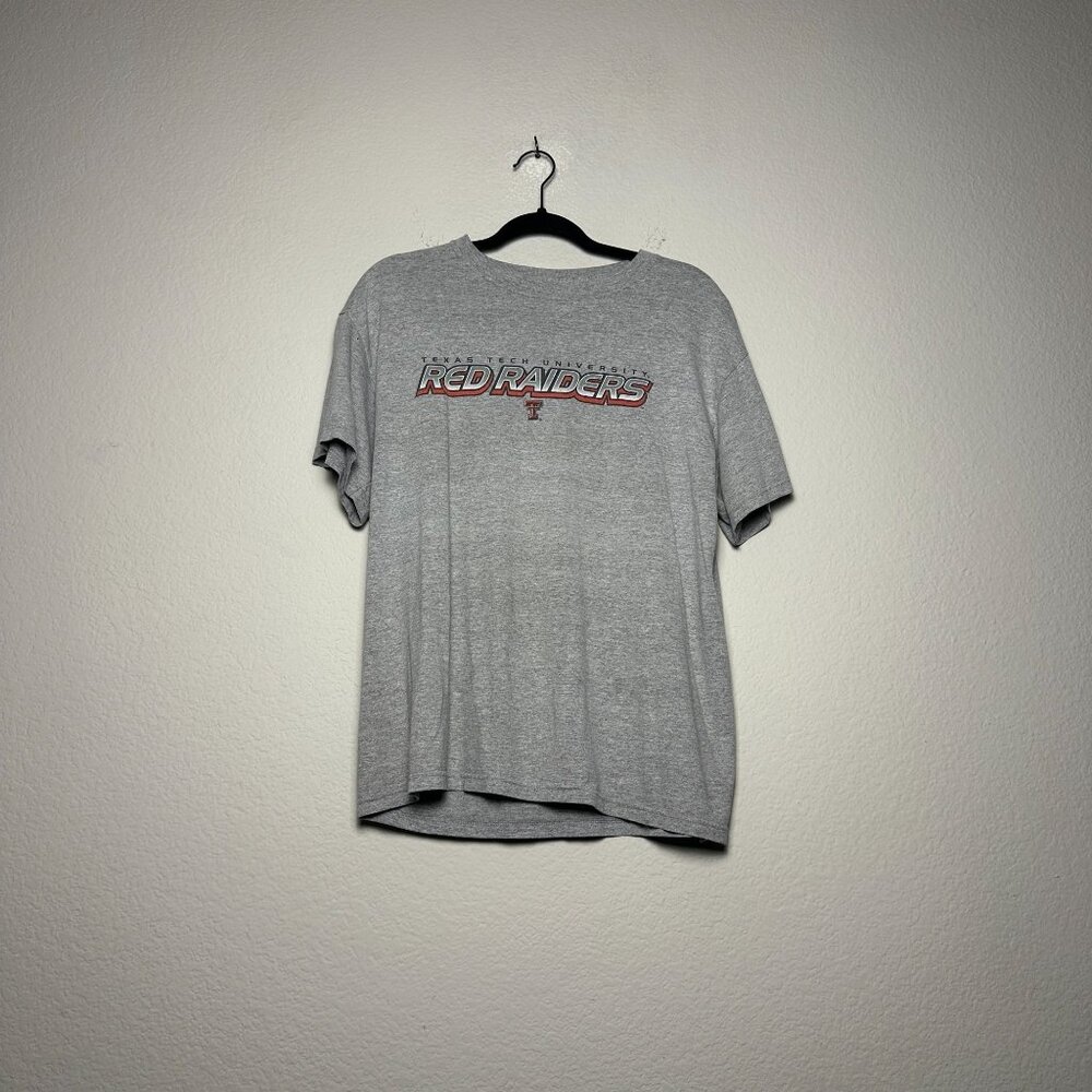 Retro VTG Texas Tech University Graphic T Shirt Mens M Grey Gym Sports Classic